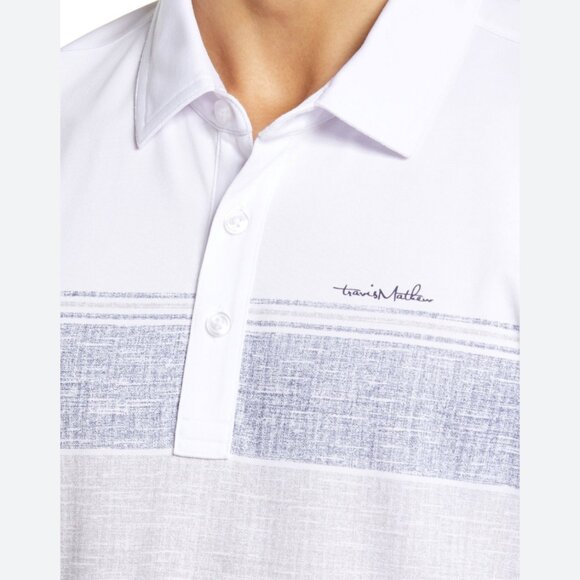 Travis Mathew Polo Shirt Men's Medium Over the Fence Chest Stripe Golf Polo - Picture 14 of 14